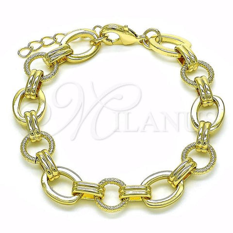 Oro Laminado Fancy Bracelet, Gold Filled Style Diamond Cutting Finish, Golden Finish, 03.213.0261.07
