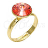 Oro Laminado Multi Stone Ring, Gold Filled Style with Rose Peach Swarovski Crystals, Polished, Golden Finish, 01.239.0001.7 (One size fits all)