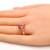 Oro Laminado Multi Stone Ring, Gold Filled Style with Rose Peach Swarovski Crystals, Polished, Golden Finish, 01.239.0001.7 (One size fits all)