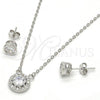 Sterling Silver Earring and Pendant Adult Set, with White Cubic Zirconia and White Micro Pave, Polished, Rhodium Finish, 10.186.0003