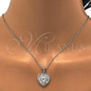 Sterling Silver Earring and Pendant Adult Set, Heart Design, with White Cubic Zirconia, Polished, Rhodium Finish, 10.286.0020