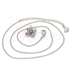 Rhodium Plated Pendant Necklace, Leaf and Heart Design, with Light Rose Swarovski Crystals, Polished, Rhodium Finish, 04.239.0038.3.16
