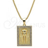 Oro Laminado Pendant Necklace, Gold Filled Style with White Crystal, Polished, Golden Finish, 04.242.0072.30