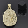 Oro Laminado Religious Pendant, Gold Filled Style Guadalupe Design, Diamond Cutting Finish, Golden Finish, 5.184.010