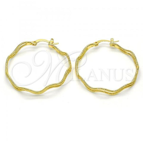 Oro Laminado Medium Hoop, Gold Filled Style Diamond Cutting Finish, Golden Finish, 02.168.0047.35