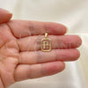 Oro Laminado Fancy Pendant, Gold Filled Style Initials Design, Polished, Golden Finish, 05.02.0069.16