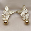 Oro Laminado Long Earring, Gold Filled Style Butterfly and Ball Design, Polished, Golden Finish, 02.385.0060