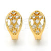 Oro Laminado Huggie Hoop, Gold Filled Style with White Cubic Zirconia, Polished, Golden Finish, 02.196.0058.15