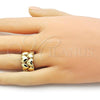 Oro Laminado Elegant Ring, Gold Filled Style Heart Design, Polished, Golden Finish, 01.341.0150