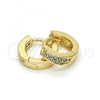 Oro Laminado Huggie Hoop, Gold Filled Style with White Micro Pave, Polished, Golden Finish, 02.156.0288.10