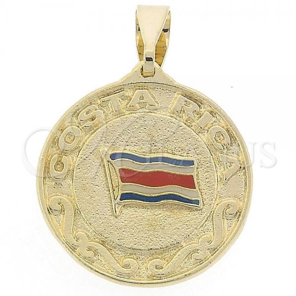 Oro Laminado Fancy Pendant, Gold Filled Style Enamel Finish, Golden Finish, 05.16.0155