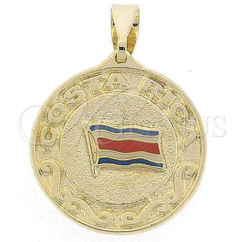 Oro Laminado Fancy Pendant, Gold Filled Style Enamel Finish, Golden Finish, 05.16.0155