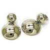 Rhodium Plated Dangle Earring, Hollow and Ball Design, Polished, Rhodium Finish, 02.411.0042.1