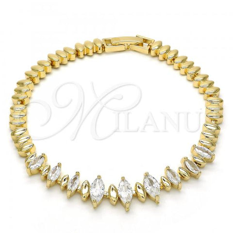 Oro Laminado Fancy Bracelet, Gold Filled Style with White Cubic Zirconia, Polished, Golden Finish, 03.210.0082.07