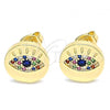 Oro Laminado Stud Earring, Gold Filled Style with Multicolor Micro Pave, Polished, Golden Finish, 02.156.0444.2