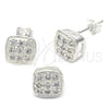 Sterling Silver Earring and Pendant Adult Set, with White Cubic Zirconia, Silver Finish, 10.166.0015