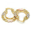 Oro Laminado Small Hoop, Gold Filled Style Diamond Cutting Finish, Tricolor, 02.170.0148.25