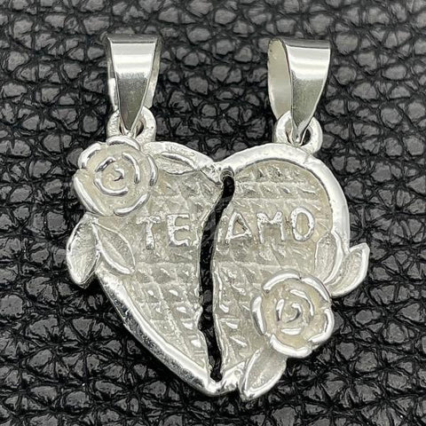 Sterling Silver Religious Pendant, Heart Design, Polished, Silver Finish, 05.392.0017