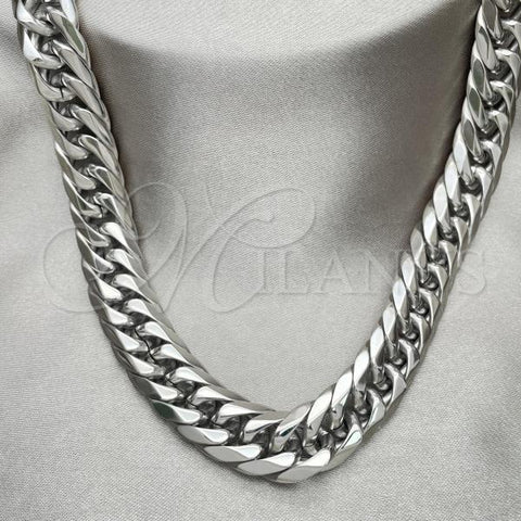 Stainless Steel Basic Necklace, Curb Design, Polished, Steel Finish, 04.257.0004.28