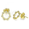 Oro Laminado Stud Earring, Gold Filled Style with White Micro Pave, Polished, Golden Finish, 02.156.0544