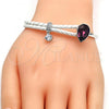 Rhodium Plated Individual Bangle, Teardrop Design, with Amethyst Swarovski Crystals and White Micro Pave, Polished, Rhodium Finish, 07.239.0002.12 (03 MM Thickness, One size fits all)