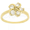 Oro Laminado Multi Stone Ring, Gold Filled Style Flower Design, with White Cubic Zirconia, Polished, Golden Finish, 5.167.032.07 (Size 7)