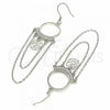 Sterling Silver Long Earring, Flower Design, with White Cubic Zirconia, Polished, Rhodium Finish, 02.367.0019