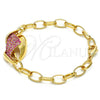 Oro Laminado Fancy Bracelet, Gold Filled Style with Rhodolite Crystal, Polished, Golden Finish, 03.59.0062.09