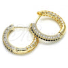 Oro Laminado Huggie Hoop, Gold Filled Style with Black and White Micro Pave, Polished, Golden Finish, 02.264.0006.4.20
