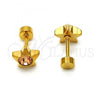 Stainless Steel Stud Earring, Star Design, with Dark Champagne Crystal, Polished, Golden Finish, 02.271.0016.9