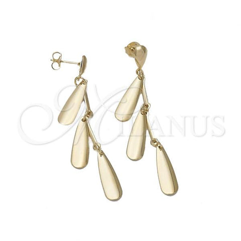 Oro Laminado Long Earring, Gold Filled Style Polished, Golden Finish, 074.016.1