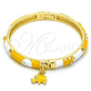 Oro Laminado Individual Bangle, Gold Filled Style Elephant Design, with White Crystal, Yellow Enamel Finish, Golden Finish, 07.254.0002.03 (06 MM Thickness, Size 3 - 2.00 Diameter)