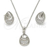 Sterling Silver Earring and Pendant Adult Set, Teardrop Design, with White Micro Pave, Polished, Rhodium Finish, 10.174.0231