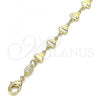 Oro Laminado Fancy Bracelet, Gold Filled Style Heart Design, Polished, Golden Finish, 03.326.0023.07