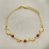 Oro Laminado Basic Bracelet, Gold Filled Style Curb and Elephant Design, Polished, Golden Finish, 03.02.0094.07