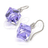 Rhodium Plated Dangle Earring, with Amethyst Swarovski Crystals, Polished, Rhodium Finish, 02.239.0002.2