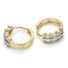Oro Laminado Huggie Hoop, Gold Filled Style with White Cubic Zirconia, Polished, Two Tone, 02.210.0109.15