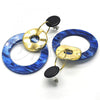 Oro Laminado Long Earring, Gold Filled Style Blue Resin Finish, Golden Finish, 02.268.0074.2