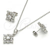 Sterling Silver Earring and Pendant Adult Set, with White Cubic Zirconia, Polished, Rhodium Finish, 10.175.0016