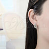 Oro Laminado Stud Earring, Gold Filled Style with Multicolor Micro Pave, Polished, Golden Finish, 02.353.0003