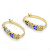 Oro Laminado Small Hoop, Gold Filled Style with Sapphire Blue and White Crystal, Polished, Golden Finish, 02.100.0069.15