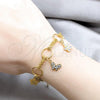 Stainless Steel Fancy Bracelet, Butterfly Design, with White Crystal, Polished, Golden Finish, 03.63.22108.07
