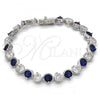 Rhodium Plated Tennis Bracelet, with Sapphire Blue and White Cubic Zirconia, Polished, Rhodium Finish, 03.210.0068.8.08
