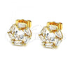 Oro Laminado Stud Earring, Gold Filled Style with White Cubic Zirconia, Polished, Golden Finish, 02.387.0017.1