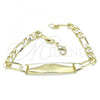 Oro Laminado ID Bracelet, Gold Filled Style Figaro Design, Polished, Golden Finish, 5.226.008.08