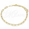 Oro Laminado Fancy Anklet, Gold Filled Style Paperclip Design, Polished, Golden Finish, 04.63.1395.10