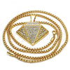 Oro Laminado Pendant Necklace, Gold Filled Style with White Crystal, Polished, Golden Finish, 04.242.0079.30