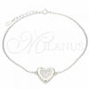 Sterling Silver Fancy Bracelet, Heart Design, with White Cubic Zirconia, Polished, Rhodium Finish, 03.336.0081.08