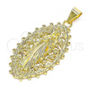 Oro Laminado Religious Pendant, Gold Filled Style Guadalupe Design, Polished, Golden Finish, 05.213.0118