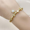 Oro Laminado Fancy Bracelet, Gold Filled Style San Benito and Cross Design, Polished, Two Tone, 03.341.0236.1.11